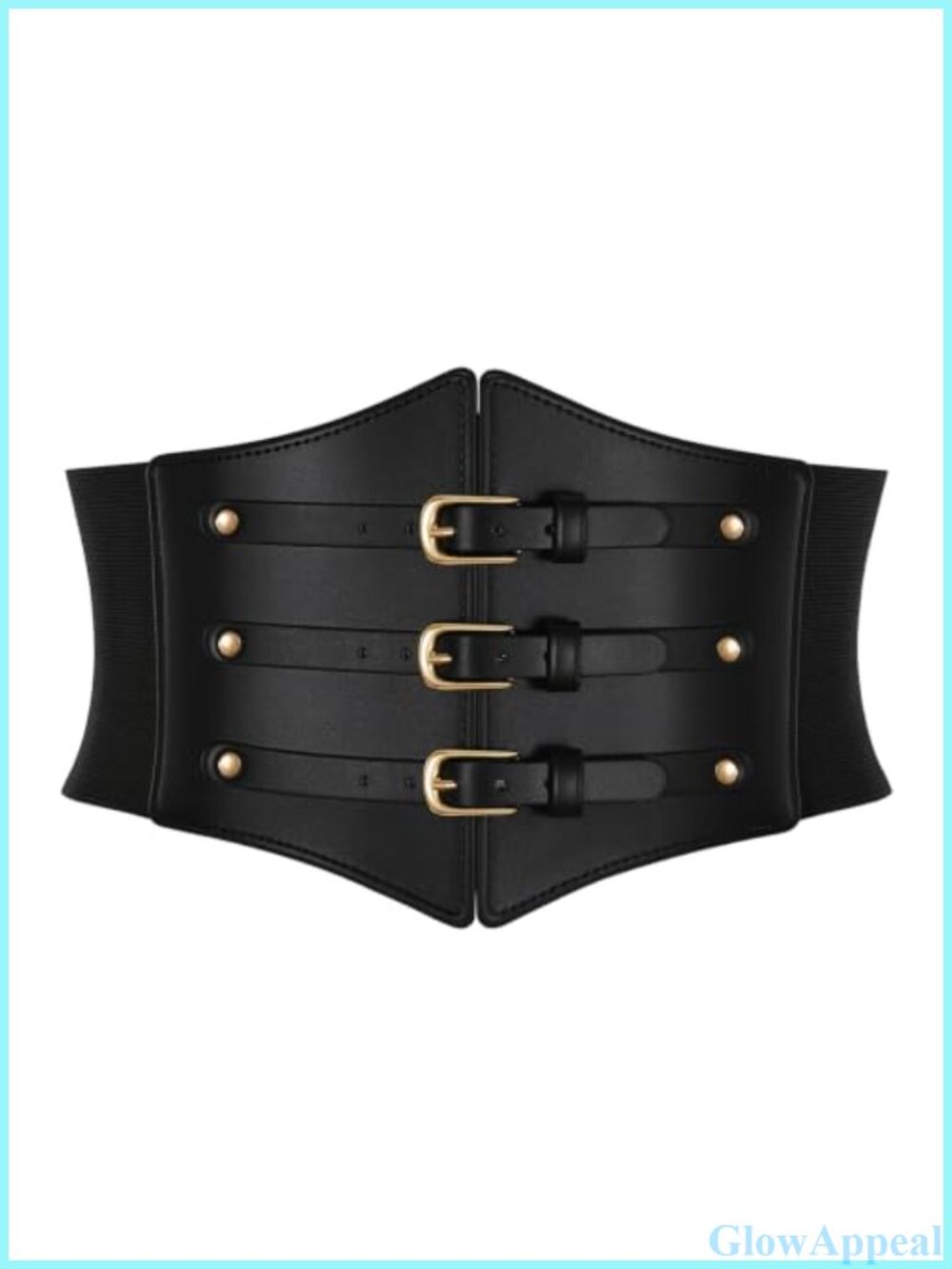 Faux Leather Wide Elastic Corset Belt Snap Button Waist Belt